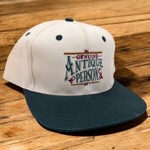 Antique Person Funny Vintage Hat Cap‎ Snapback Green White Genuine 90s Thrifting